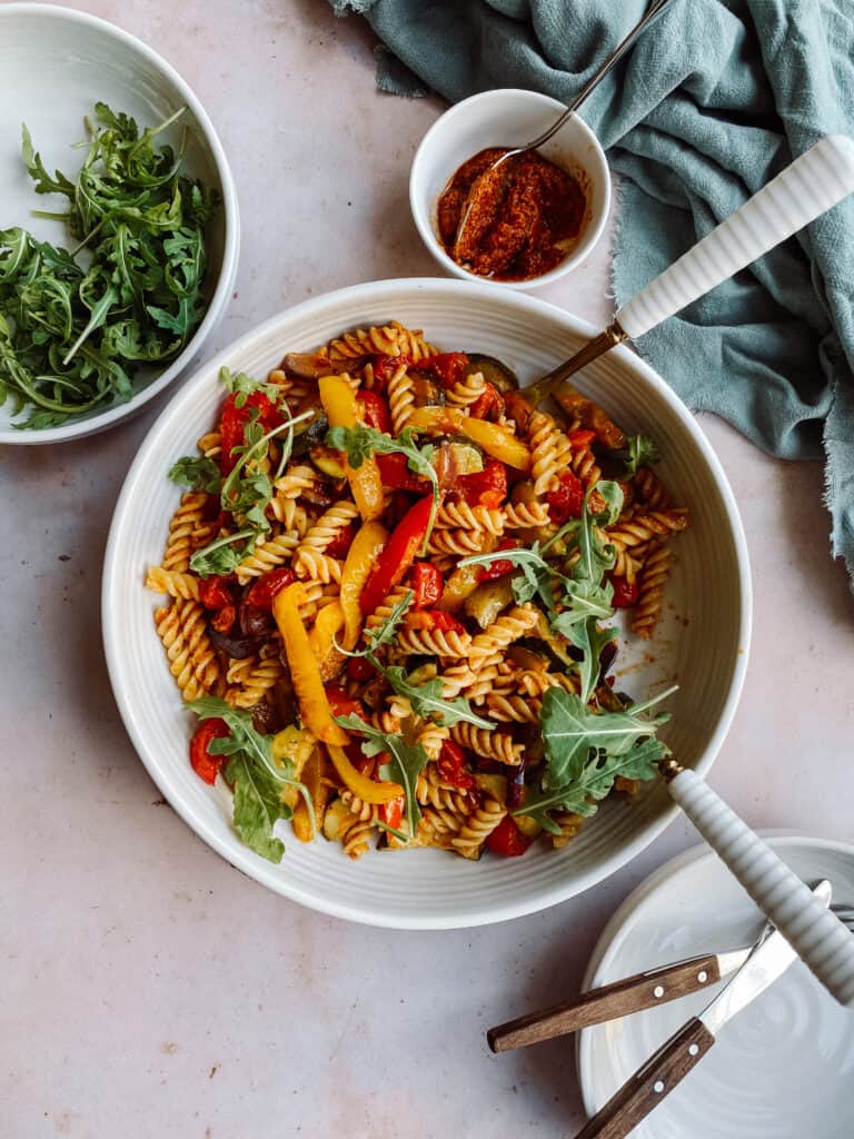 roasted vegetable pesto pasta