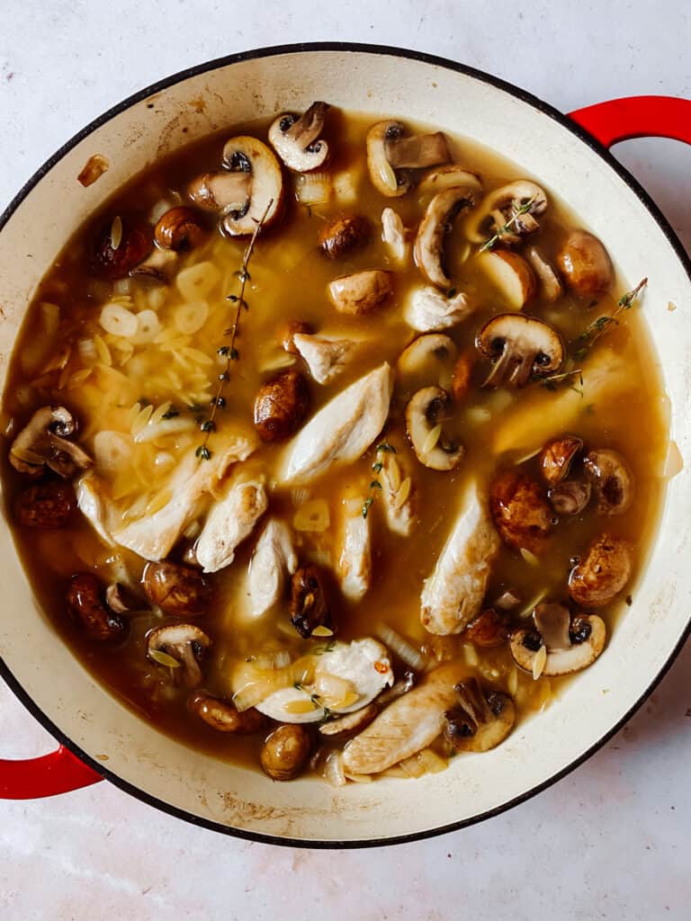 baked chicken and mushroom orzo