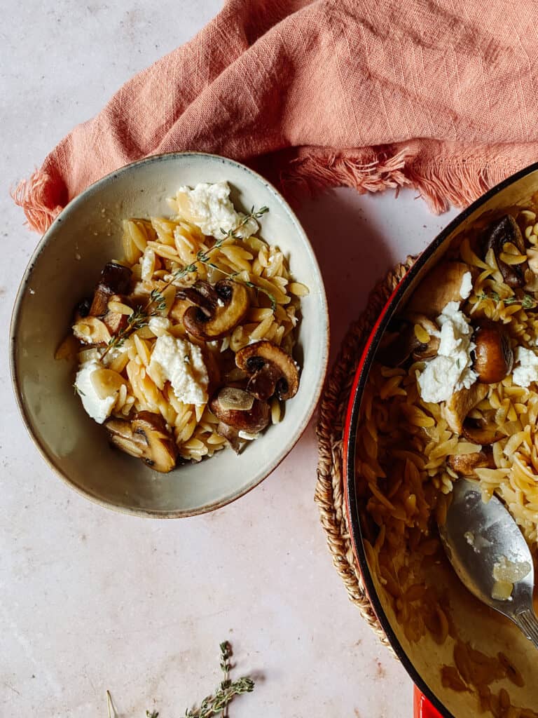 baked chicken and mushroom orzo