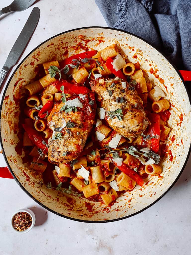 Spicy Chicken and Red Pepper Pasta - Season and Celebrate