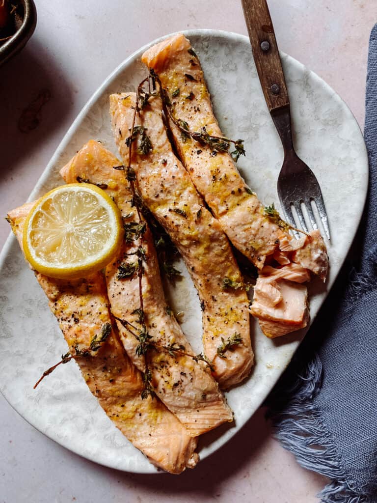 sheet pan salmon asparagus and new potato